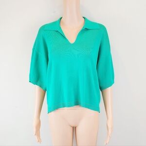 Cyrus Geen Short Sleeve V-Neck Sweater Top